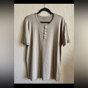 All Saints Men’s short sleeve figure henley cotton tshirt